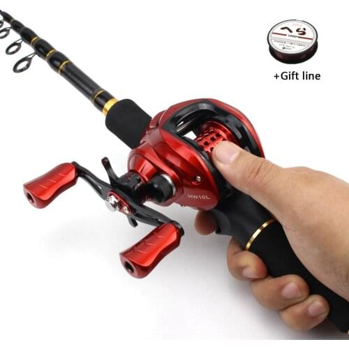 1.8m2.1m2.4m2.7m beginner Rod Reel Combos Portable telescopic carbon Casting Rod Baitcasting Reel set Northern Pike fish pole