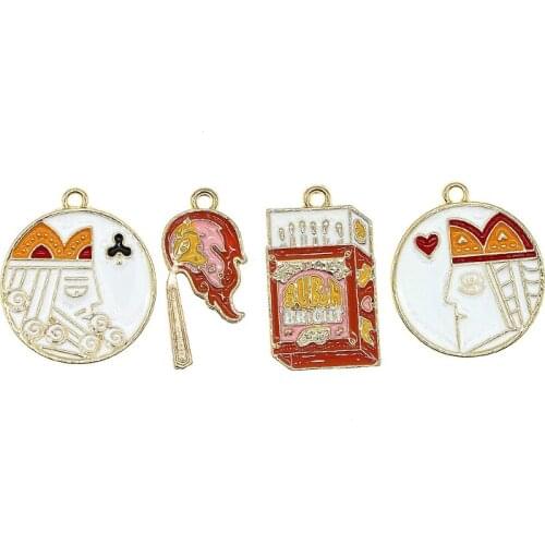 10pcs Poker King and Queen Enamel Charms Matches Matchbox Pendant For Necklace Bracelet DIY Fashion Jewelry Accessories Findings