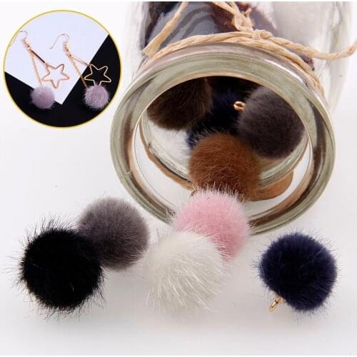 10pcs/lot Plush Fur Covered Ball Beads Charms DIY Pompom Beads Pendant for Jewelry Making Necklace Bracelet Earring
