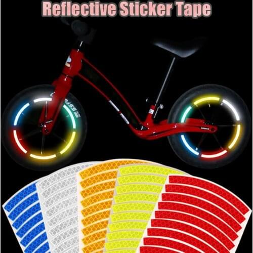 10Pcs Childrens Balance Bike Reflective Sticker Wheel Decals Reflective Tire Applique Tape Safety Stickers Bicycle Accessories