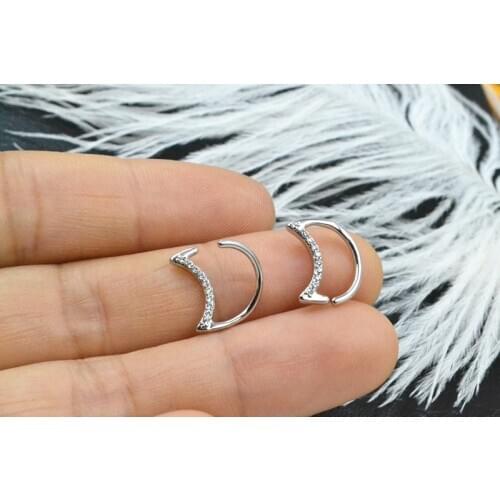 10pcs Body Jewelry Piercing CZ Moon Ear Helix Daith Cartilage Tragus Earring Nose Ring Bend Shine piercing jewelry NEW