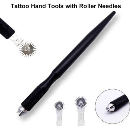 20pcs Disposable Black Roller Microblading Needle Tattoo Eyebrows Fog Embroidery Pin fit for Permanent Makeup Micro Manual Pens