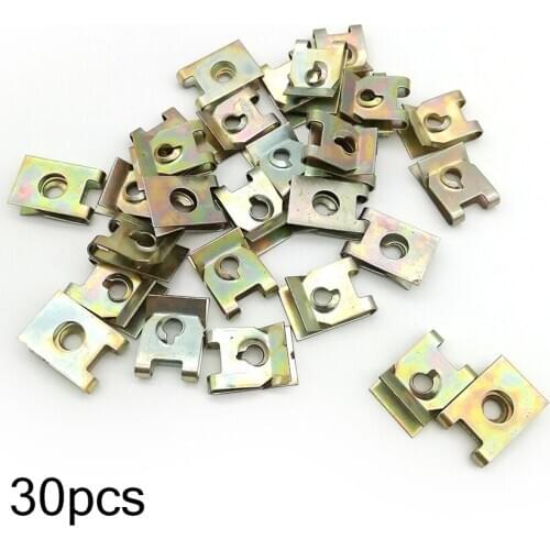 30pcs Auto Fastener Clip Car Engine Fender Bumper Guard U Type Screw Base Clip Nut