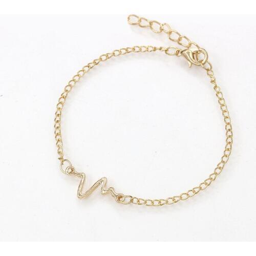 30 piece/lot Link Chain Bracelets Women Men Gold Silver Plated ECG Lightning Charm Cuff Bangles Jewelry Wristband Adjustable