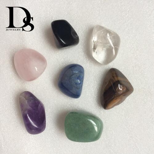 7 Pcs Chakra Stones Set Rose Quartz Aventurine Amethyst Tigereye Lapis lazuli Obsidian Tumbled Clear Crystal Healing Meditation