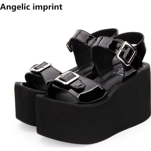 Angelic imprint woman mori girl lolita cosplay punk shoes lady high heels pumps women princess summer dress sandals 10cm