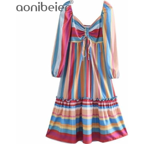 Летние платья в полоску Aonibeier China At AliExpress