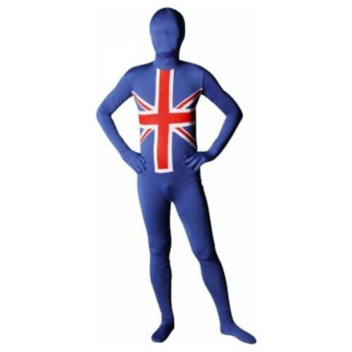 Union Jack UK Flag Zentai Second Skin full bodySuit Fancy Dress Costume Spandex jumpsuit