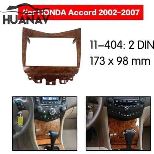 HUANAV Car Radio stereo Fitting Kit installation adapter fascia for For 2002-2007 Honda Accord, 2DIN (Wooden) 2DIN stereo Fasci