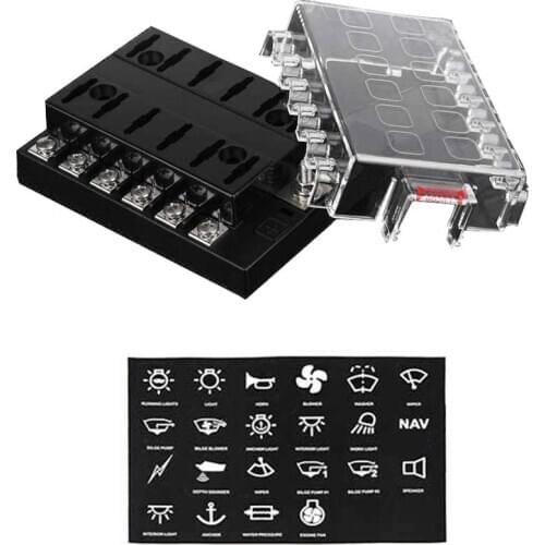 DC 12V - 32V 6Way / 8Way / 10Way Circuit Breaker Fuse Box Block Holder ATC ATO with fuse and connectors- JOYHO