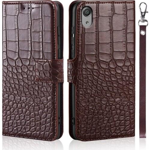 Phone Case for Sony Xperia X F5121 F5122 Case Wallet Crocodile Texture Leather Book Design Phone Coque Capa With Strap Holders