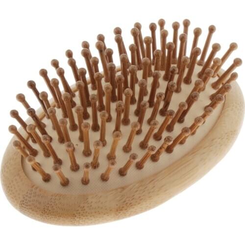 Wood Paddle Hair Brush Travel Portable Cushioned Hairbrush For Shiny Silky Hair