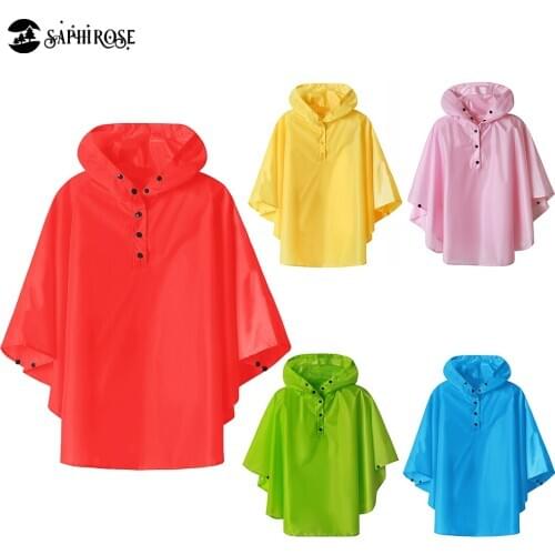 Kids Rain Poncho Raincoat Waterproof Lightweight Outwear for Boy Girl