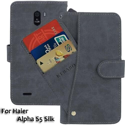 Leather Wallet Haier Alpha S5 Silk Case 5.5" Flip Fashion Luxury Front Card Slots Cases Cover Business Magnetic Phone Bags
