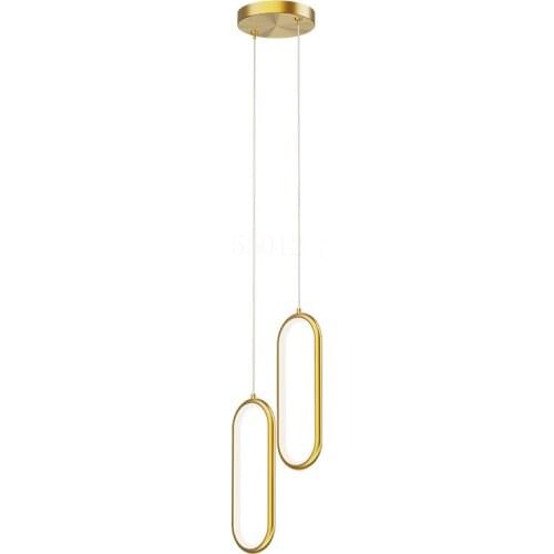 Nordic Copper Pendant Lights Rearmodern Minimalist Bedside Lamp Chandelier Living Room Elliptic Type Home Decor Golden Fixtures