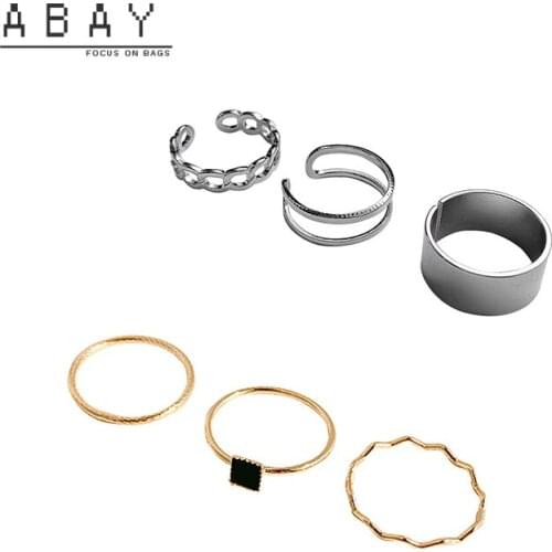 Fashion Hot Black Zircon Combination Ring Neutral New Simple Temperament Hip Hop Opening Adjustable Retro Design Accessories