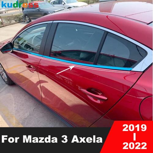 For Mazda 3 Axela 2019 2020 Car Styling Stainless Car Window Trim Bottom Sill Strip Moulding Covers Auto Accessories