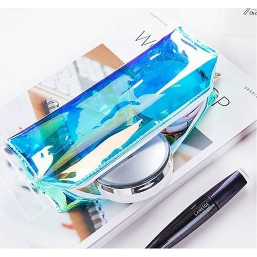 Cool laser transparent pen bag Storage bag tassel pencil case stationery pencil case