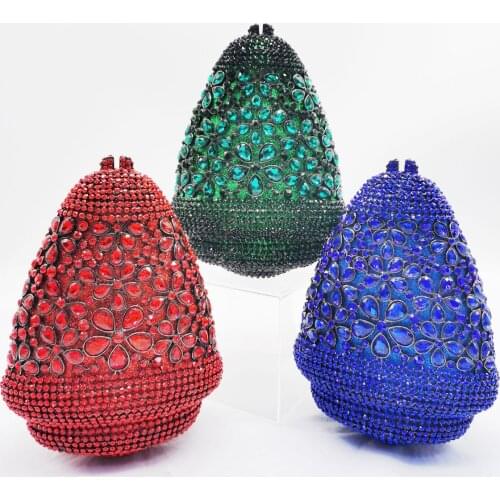 Luxury Crystal Designer Tumbler Clutch Bags Red Blue Green Wedding Purse Diamond Women pochette Pouch Female Handbags SM103
