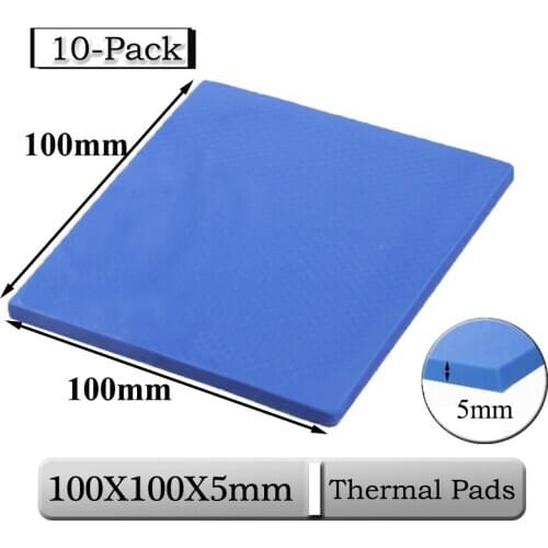 10Pcs/Lot Gdstime 100mmx5mm 5mm Thickness Blue Silicone CPU Radiator Cooling Pads 100x5mm 0.5cm Conductive Thermal Pads
