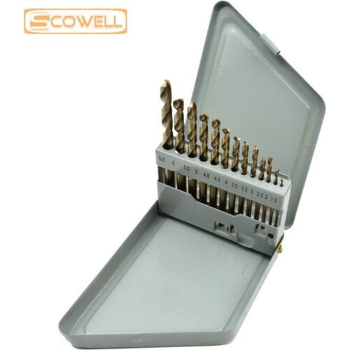 30% Off SCOWELL 13PCS HCO M35 Twist Drill Bits Stainless Steel Drill Bit Kit 1.5mm to 6.5mm Cobalt Drills Sharp Cut Edge DIN338