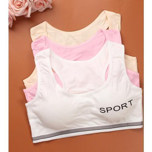 Teens Girls Sports Bra Puberty Gym Underwear Wireless Teenager Girls Sport Bra with Chest Pad Cotton Young Girls Training Bra