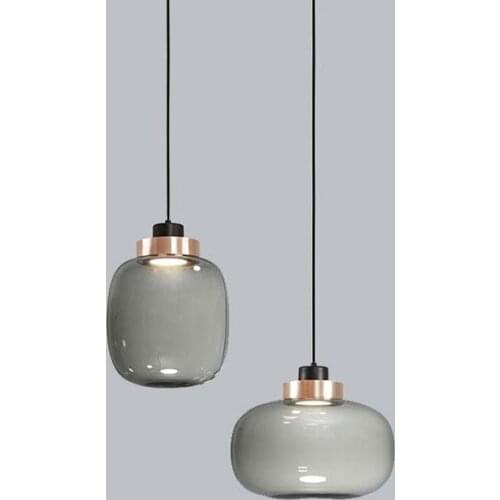 Bar glass chandelier Nordic post-modern minimalist restaurant designer bedside single chandelier