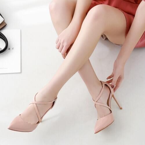 Patent Leather Heels Women Big Size Shoes Point Toe Heels 6/8/10cm Elegant Women Shoes High Heel Red Shoes Woman Sexy Pumps