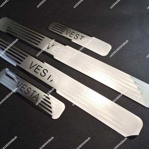 Ultra-thin stainless steel case for Lada Vesta door sill stainless steel 4pcs/set Lada car accessories Vesta car styling