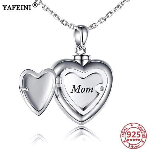YAFEINI 925 Sterling Silver Heart Urn Necklaces for Ashes Mom Memorial Urn Necklace Ash Casket Holder Cremation Pendant Necklace