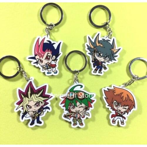 YuGiOh Tsukumo Yuma Fudo Yusei Mutou Yugi Yuya Sakaki Yuki Judai Keychain Anime Yu Gi Oh Figure Acrylic Bag Pendant Keyring Gift