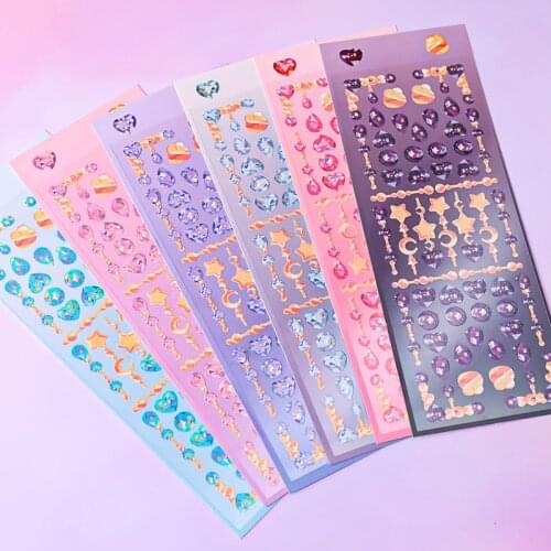 South Korea Ins Colorful Laser Stickers Creative Aesthetics DIY Manual Photo Album Scrapbook Stationery Stickers Sequin Stickers