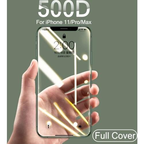 500D Full Cover Protective Glass For iphone 11 Pro X XR XS MAX screen protector Curved Edge glass On iPhone 7 8 6 6s Plus 11 Pro