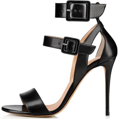 2021 spring extra large sexy metal buckle stilettos banquet dress sandals wedding bride bridesmaid shoes women