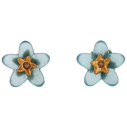 Vintage Blue Flower Earrings For Women Fashion Jewelry Cute Simple Retro Copper Female Accessories S925 Needle