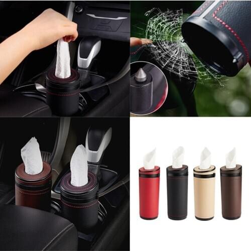 1 Pcs Creative Car Tissue Box General Auto Round Paper Tube Safety Broken Window Tissue Cup Automobiles Interior Decoration