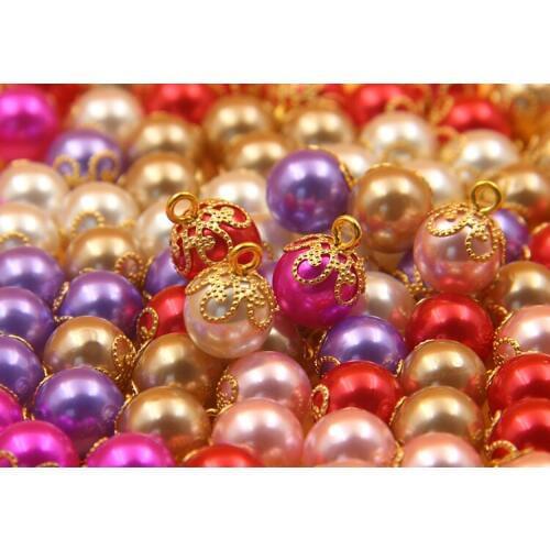10pcs/lot Clothing accessories button colorful pearl button gold high foot crown bottom shirt button female decoration 10mm