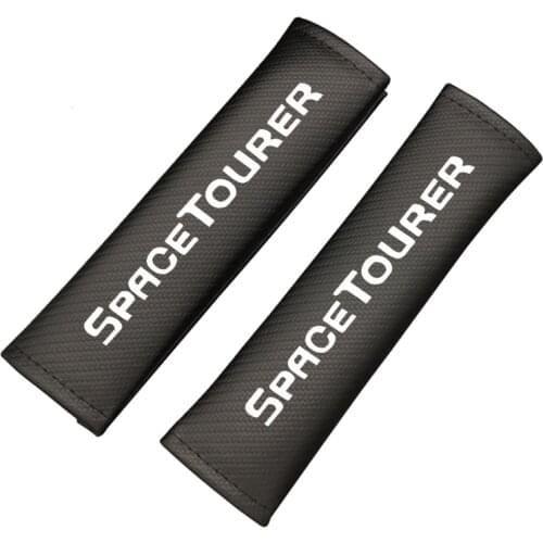 2pcs PU Carbon fiber texture Car Seat belt shoulder Pads for Citroen SpaceTourer Car Accessories