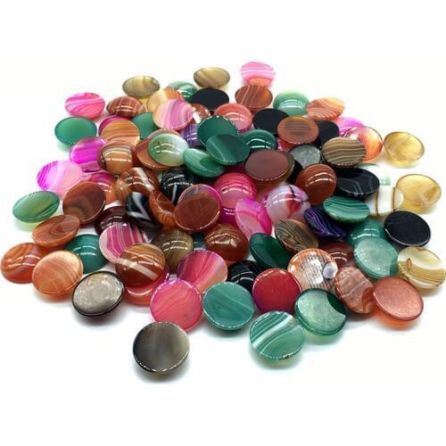 20mm Natural Agates Stone Beads Semicircle Loose Mix Color Agat e Stone Cabochon Beads For Jewelry Ring Pendant Earring Making