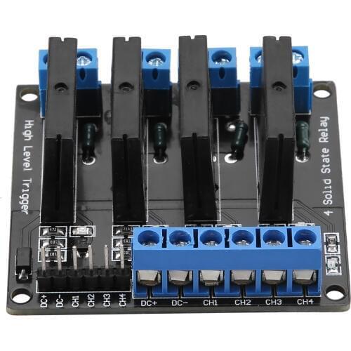 4 Channels Solid State Relay Module DC-AC 5V High Level Trigger With Fuse 2A DC Control AC With Fuse Relay Module