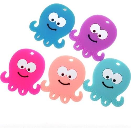5/10PCS Octopus Silicone Teether Pacifier Chain Pendant DIY Necklace Soother Baby Teething Chew Toys Shower gift Nursing Beads