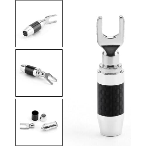 Areyourshop 1PC Copper Rhodium Plated Y Fork Carbon Fiber Audio Amplifier Y-shaped Clip