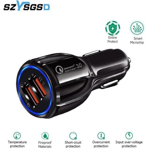Car Charger Quick Charge 3.0 2.0 Mobile Phone Charger Fast Car Charger for iPhone XS Max Samsung 2 Port USB Phone Chargers