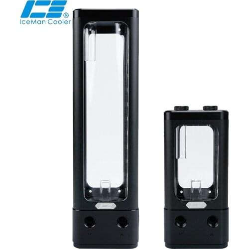 IceManCooler ICE-DX3 Glass Water Tank Mount DDC Pump Reservoir With 5v 3pin ARGB Light Strip,Support Motherboard Control ,Black