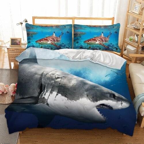 Shark Animal Ocean Fish 3D Print Comforter Bedding Set Duvet Covers Pillowcase Home Textile Queen King Size Luxury Bed Linen
