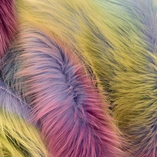 Korean rainbow style cosplay 4cm long faux fur colorful fabric for coat decorative carpet fausse fourrure tissu pelliccia