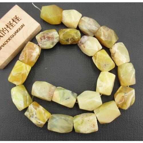 APDGG Natural Freeform Faceted Yellow Opal Gems Stone Round Beads 15.5'' Strands Jewelry Making DIY