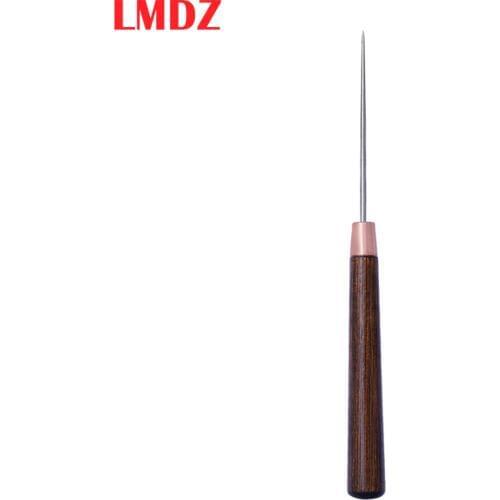 LMDZ Wood Handle Drillable Awl Round Solid Tool for Leather Craft Awl Hand Stitching Taper Leathercraft Needle Tool Kit Sewing