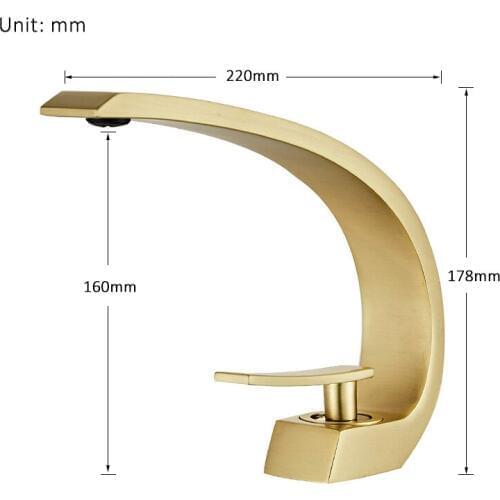 Vidric Brushed Gold Basin Faucet Single Handle Mixer Tap Waterfall Bathroom Sink Faucet Washbasin Mixer Tap Crane For Bathroom