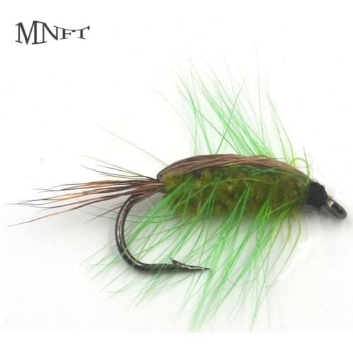 MNFT 10Pcs Olive Green Stone fly Trout Flies Outdoor Fly Fishing Hook 6